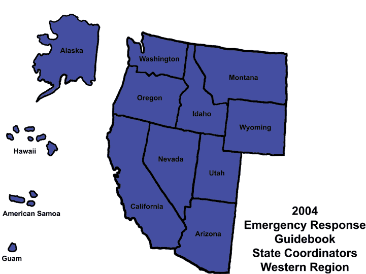Map of the United States western region