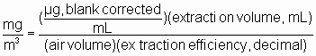 Equation for determining the Air Concentration